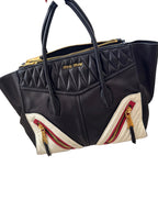 Miu Miu Bicolor Matelassé Leather Madras Satchel