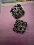 Vintage Art Deco Inspired Black Rhinestone Earrings