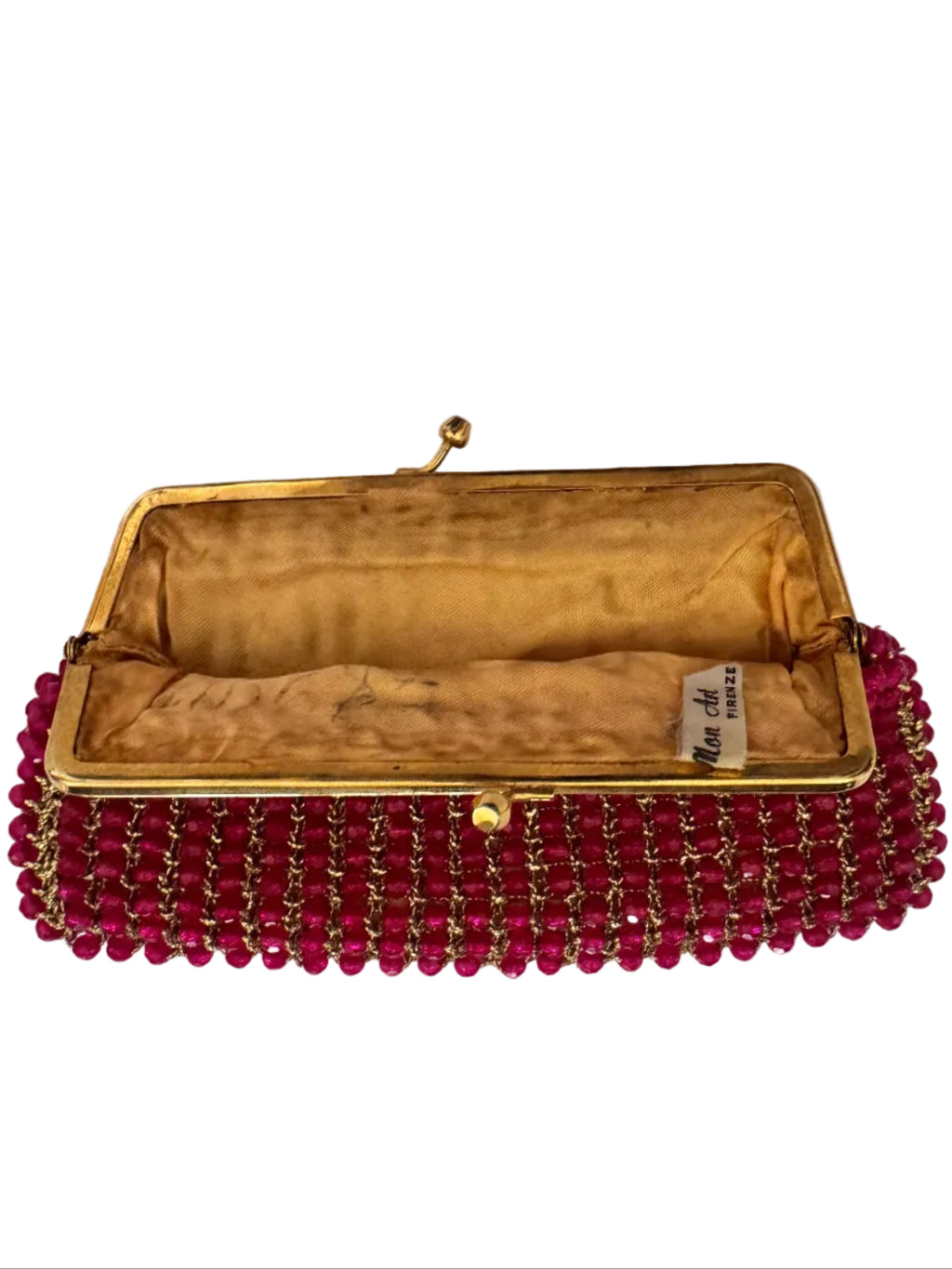 Vintage Mon Art Firenze Raspberry Beaded Evening Clutch