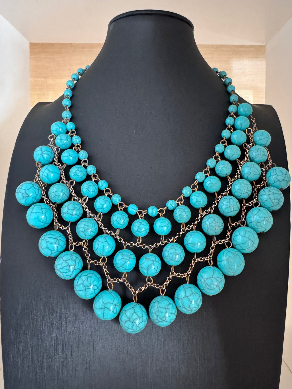 Vintage Turquoise Beaded Statement Necklace