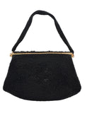 Vintage Jet Black Hand-Beaded Frame Purse