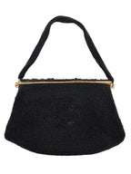 Vintage Jet Black Hand-Beaded Frame Purse