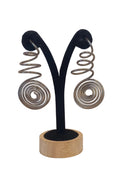 Vintage Spiral Coil Drop Earrings - Sculptural Modernist Design