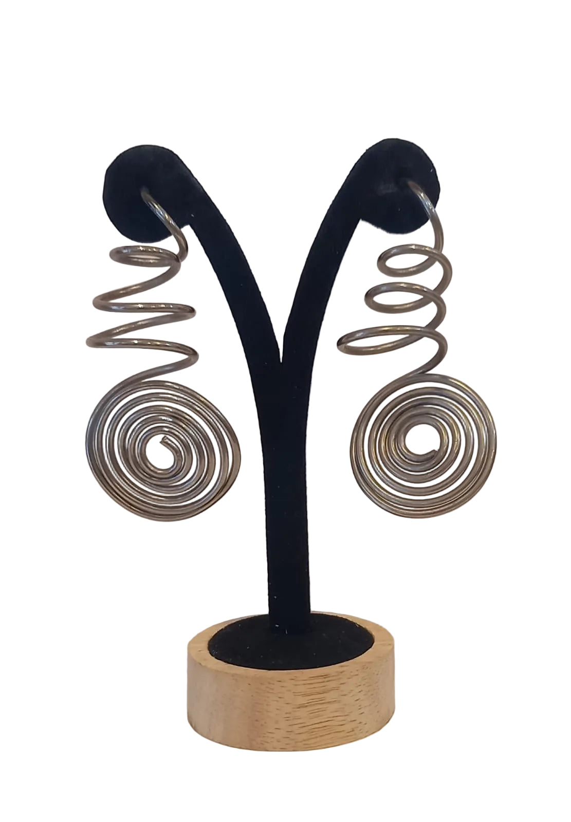 Vintage Spiral Coil Drop Earrings - Sculptural Modernist Design