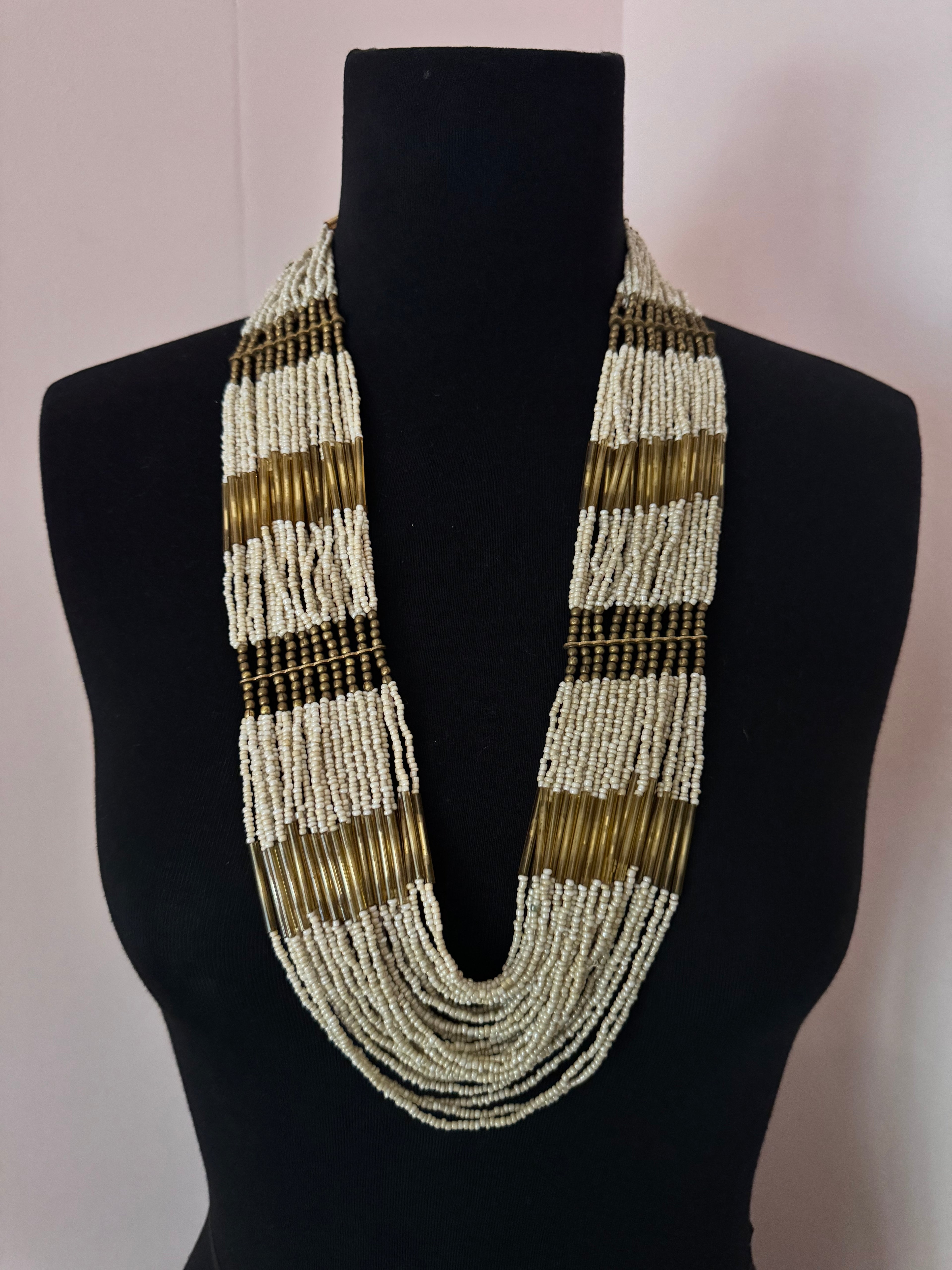 Vintage Multi-Strand Beaded Statement Necklace