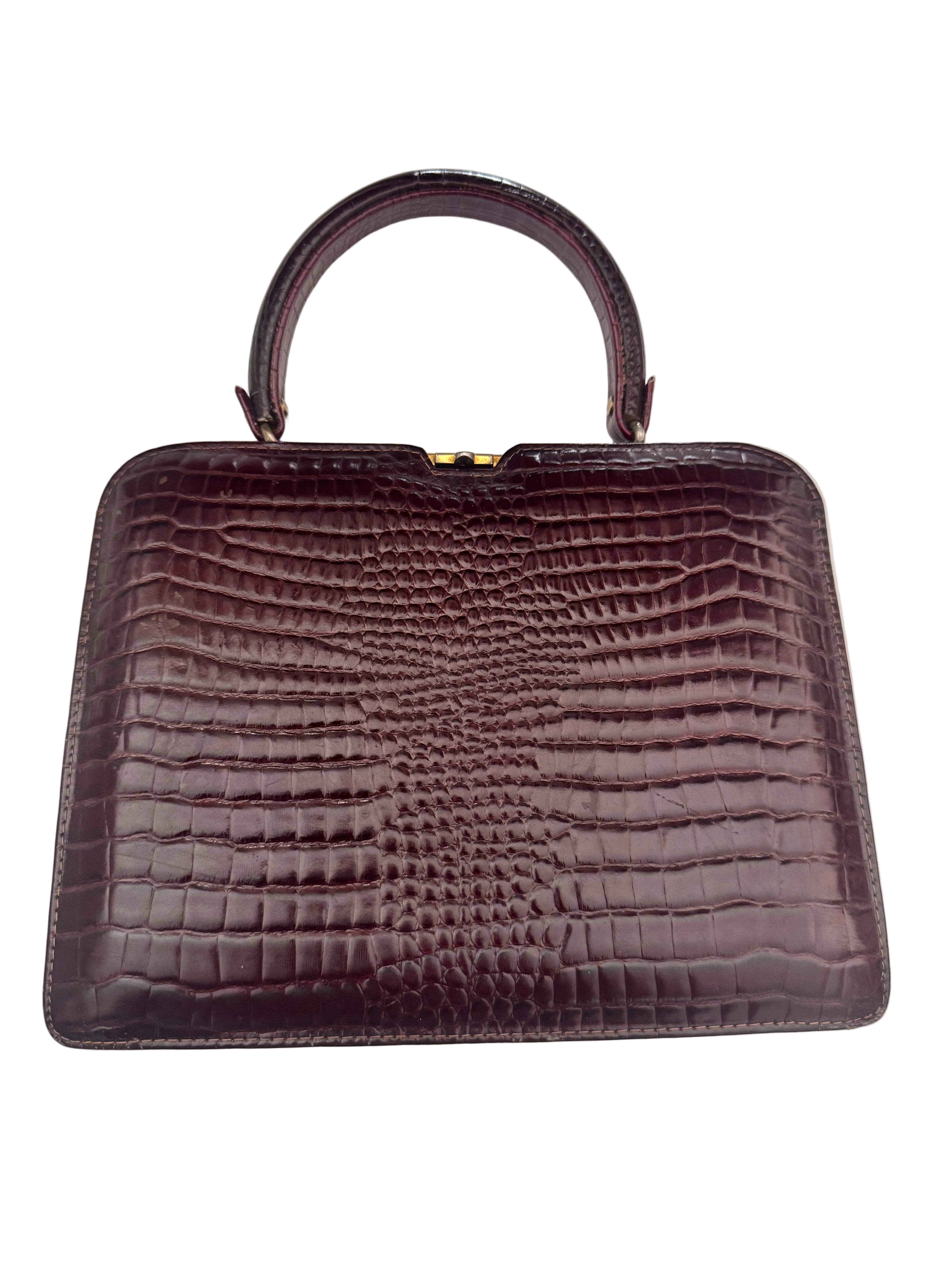 Vintage Crocodile Embossed Leather handbag