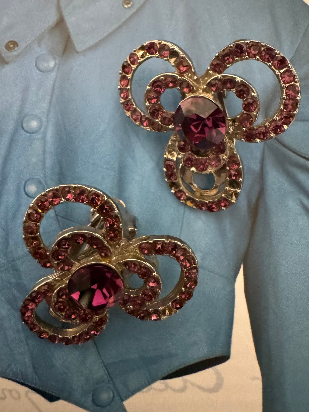 Vintage Baroque Scroll Rhinestone Earrings