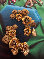 Vintage Italian Signed Rose Ear Climber Earrings