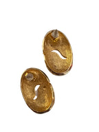 Vintage Green Enamel Abstract Clip Earrings