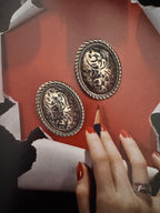 Vintage Baroque Inspired Engraved Clip-On Earrings