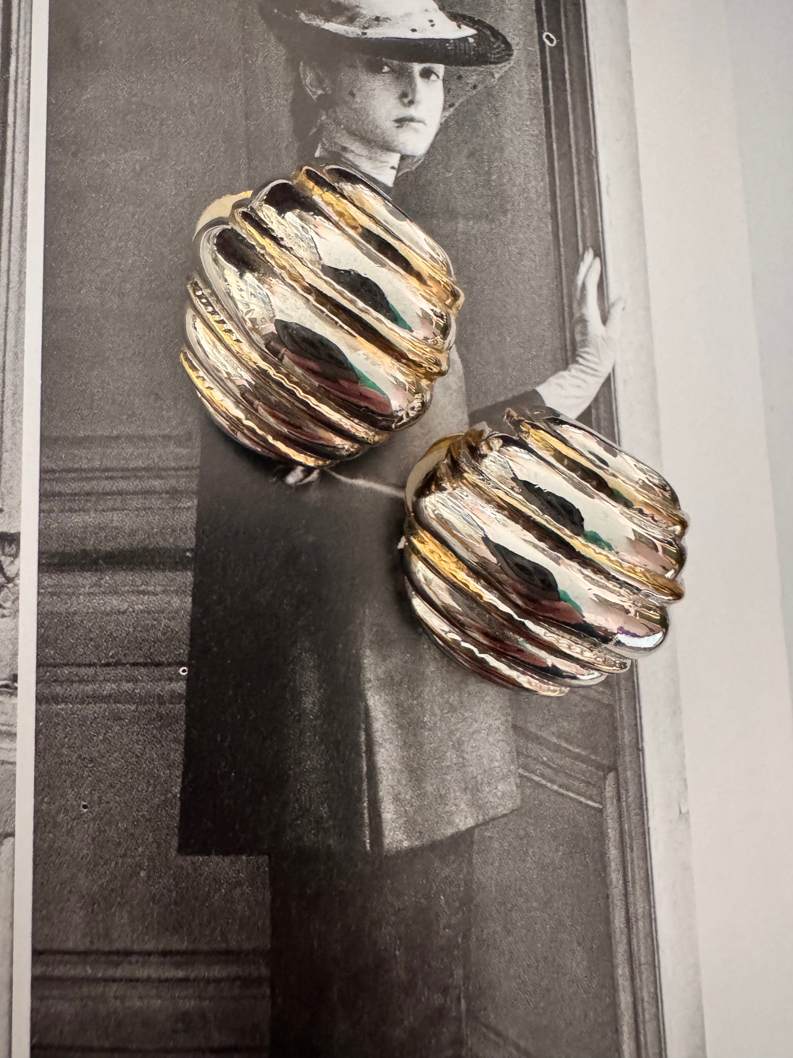 Vintage Two-tone Gold & Silver Sculptural Clip-On Earrings