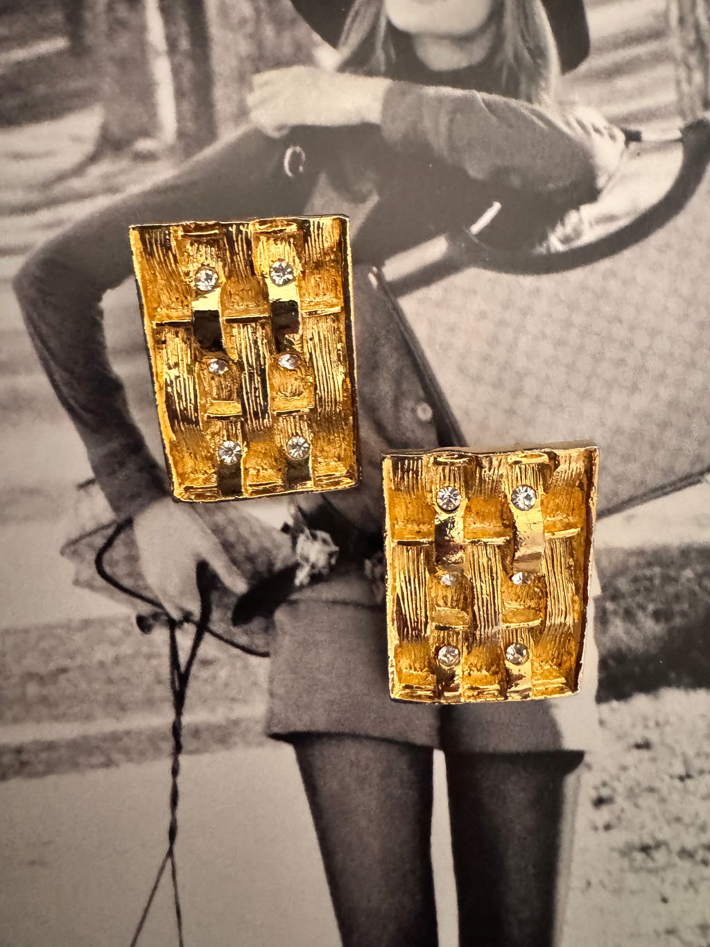 Vintage Modernist Geometric Panel Earrings