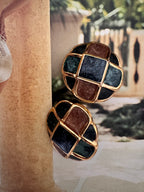 Geometric Enamel Mosaic Clip-On Earrings