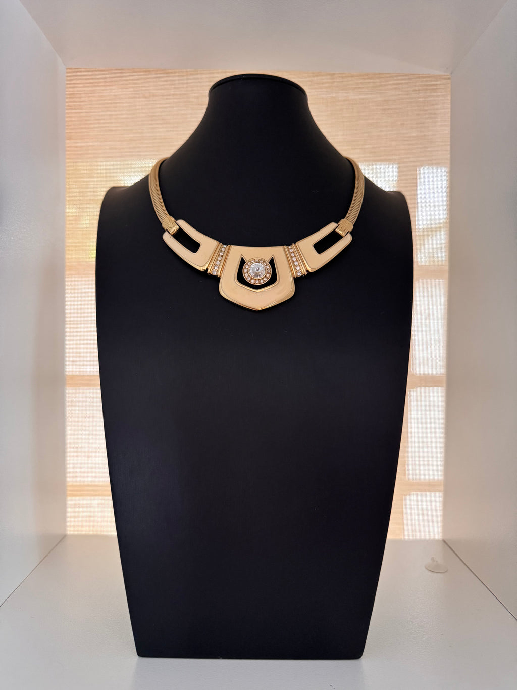 Bergdorf Goodman Vintage Art Deco Revival Enameled & Crystal Collar Necklace