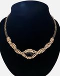 Vintage Retro Glam Crystal & Black Stone Necklace