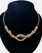 Vintage Retro Glam Crystal & Black Stone Necklace