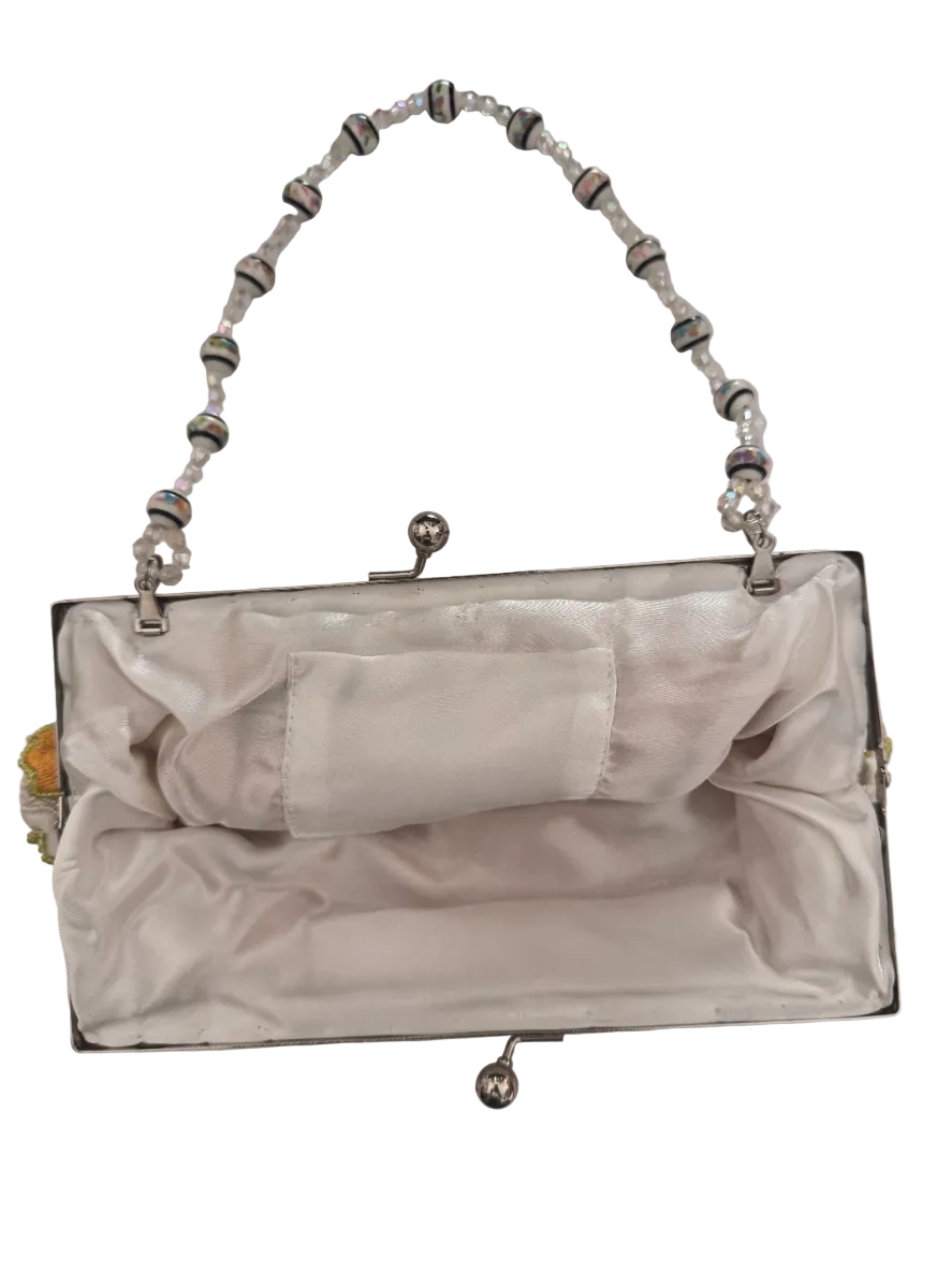 Vintage Floral Embroidered Satin Handbag