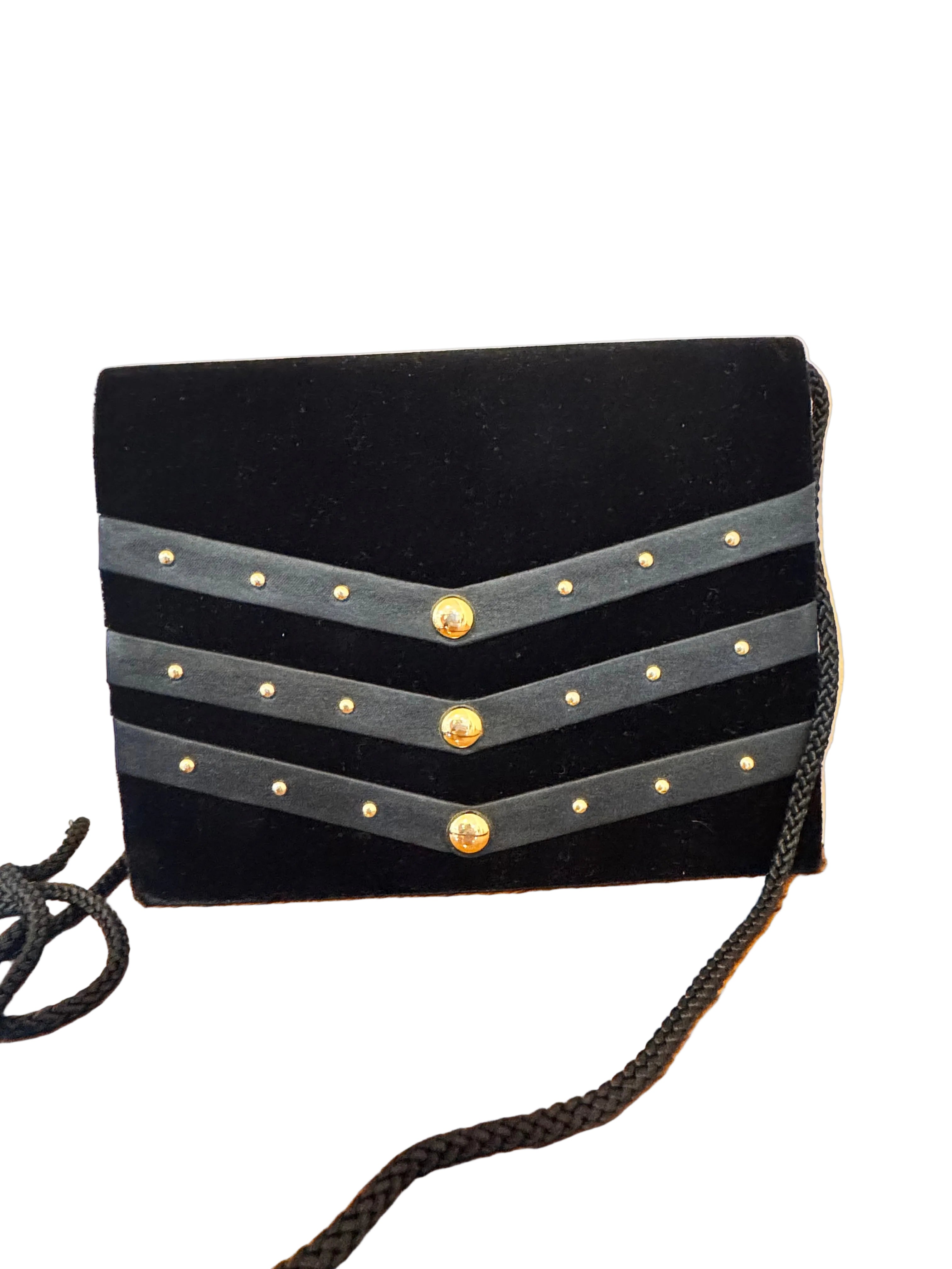 Vintage Velvet Studded Envelope Clutch
