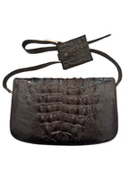 Vintage Rare Jumbo Genuine Hornback Crocodile Leather Shoulder Bag