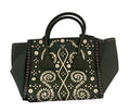 Prada Saffiano Leather Embroidered Twin Pocket Double Handle Tote Bag