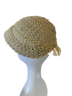 Vintage 1920s Crocheted Straw Cap Hat