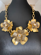 Vintage Floral Sculptural Statement Necklace