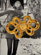 Vintage Givenchy Sculptural Amber Cabochon Brooch