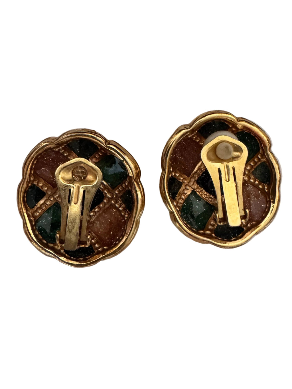 Geometric Enamel Mosaic Clip-On Earrings