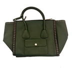 Prada Saffiano Leather Embroidered Twin Pocket Double Handle Tote Bag
