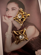 Vintage Modernist Brutalist Rhinestone Earrings