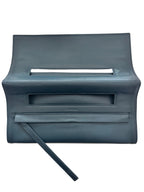 Lancel Paris Sculptural Leather Envelope Clutch | Petrol Blue