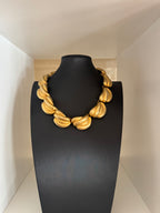 Vintage Gold Plated Sculptural Shell Link Necklace