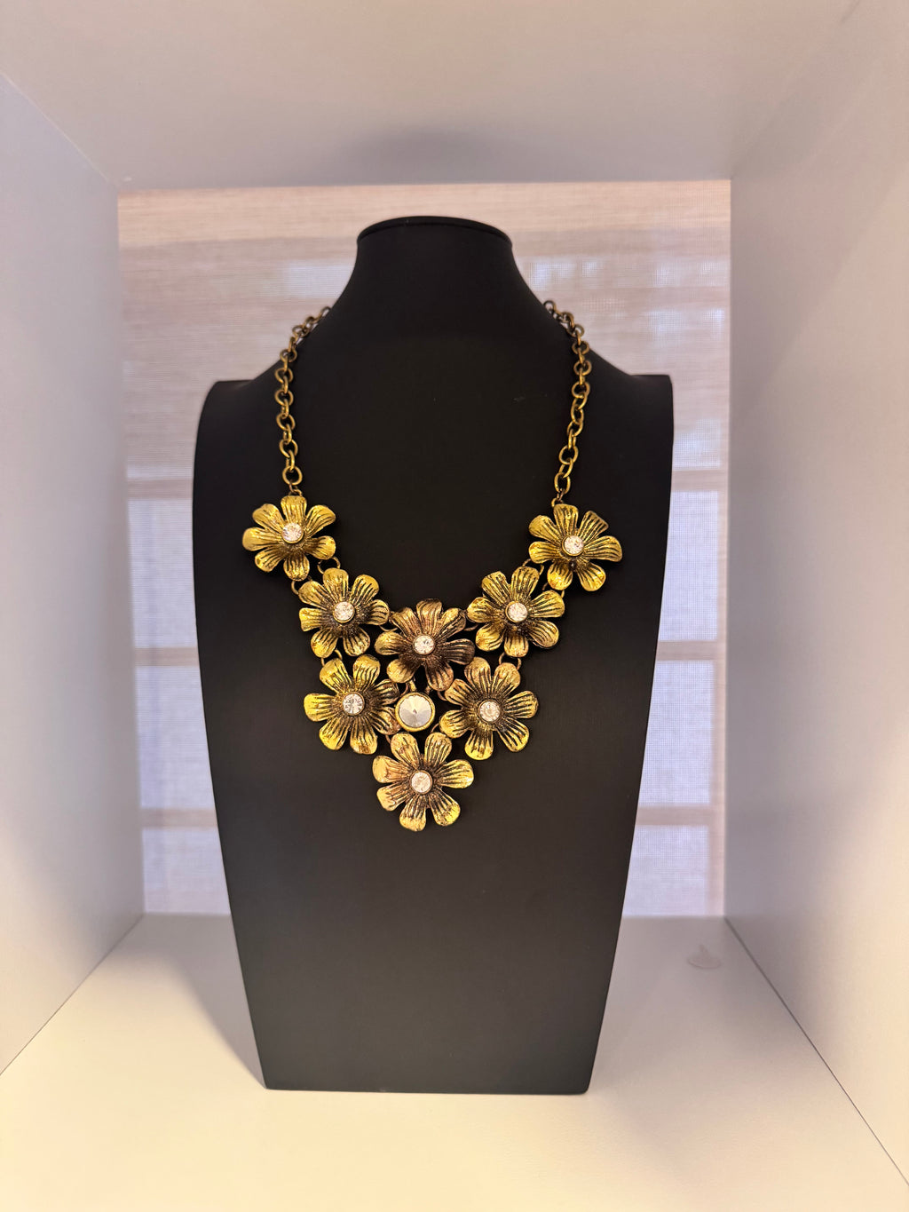 Vintage Floral Statement Gold Plated Necklace