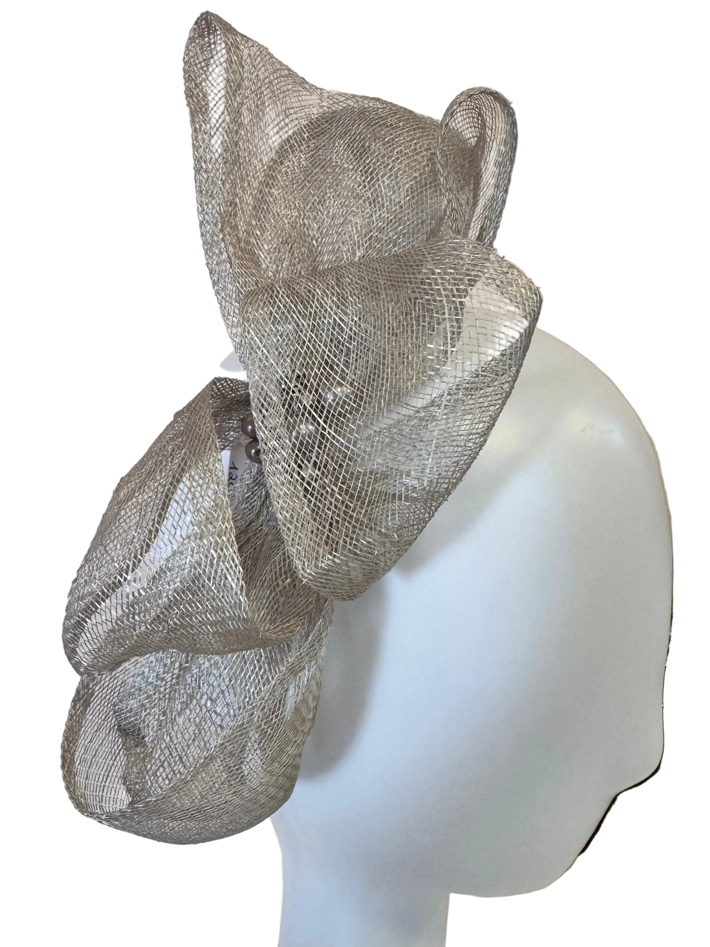 Vintage English Silver Fascinator with Faux Pearls