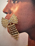 Vintage Rhinestone Bow Fringe Statement Brooch