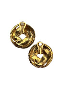 Vintage 1980s Ribbed Gold-Plated Rhinestone Studs