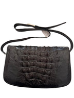 Vintage Rare Jumbo Genuine Hornback Crocodile Leather Shoulder Bag