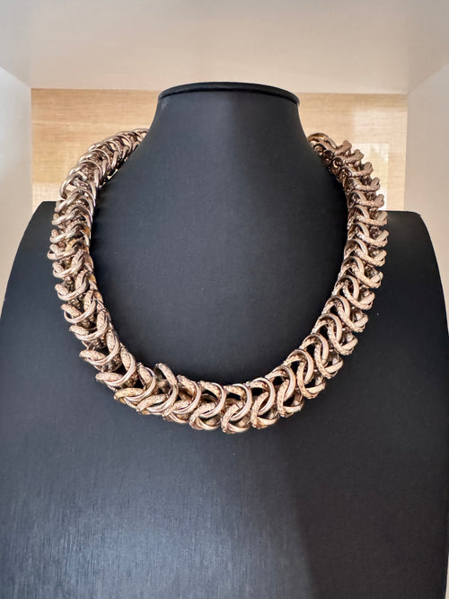 Vintage 1980s Gold Tone Chain Collar Necklace