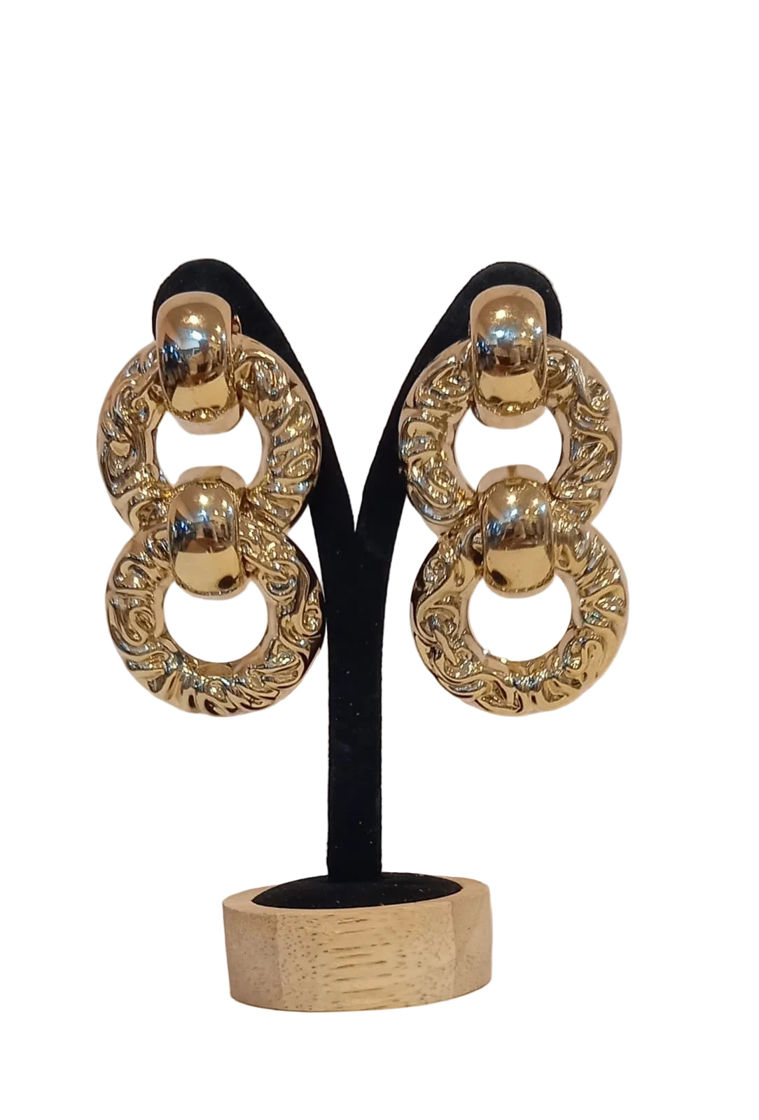 Vintage Sculptural Link Clip-On Earrings