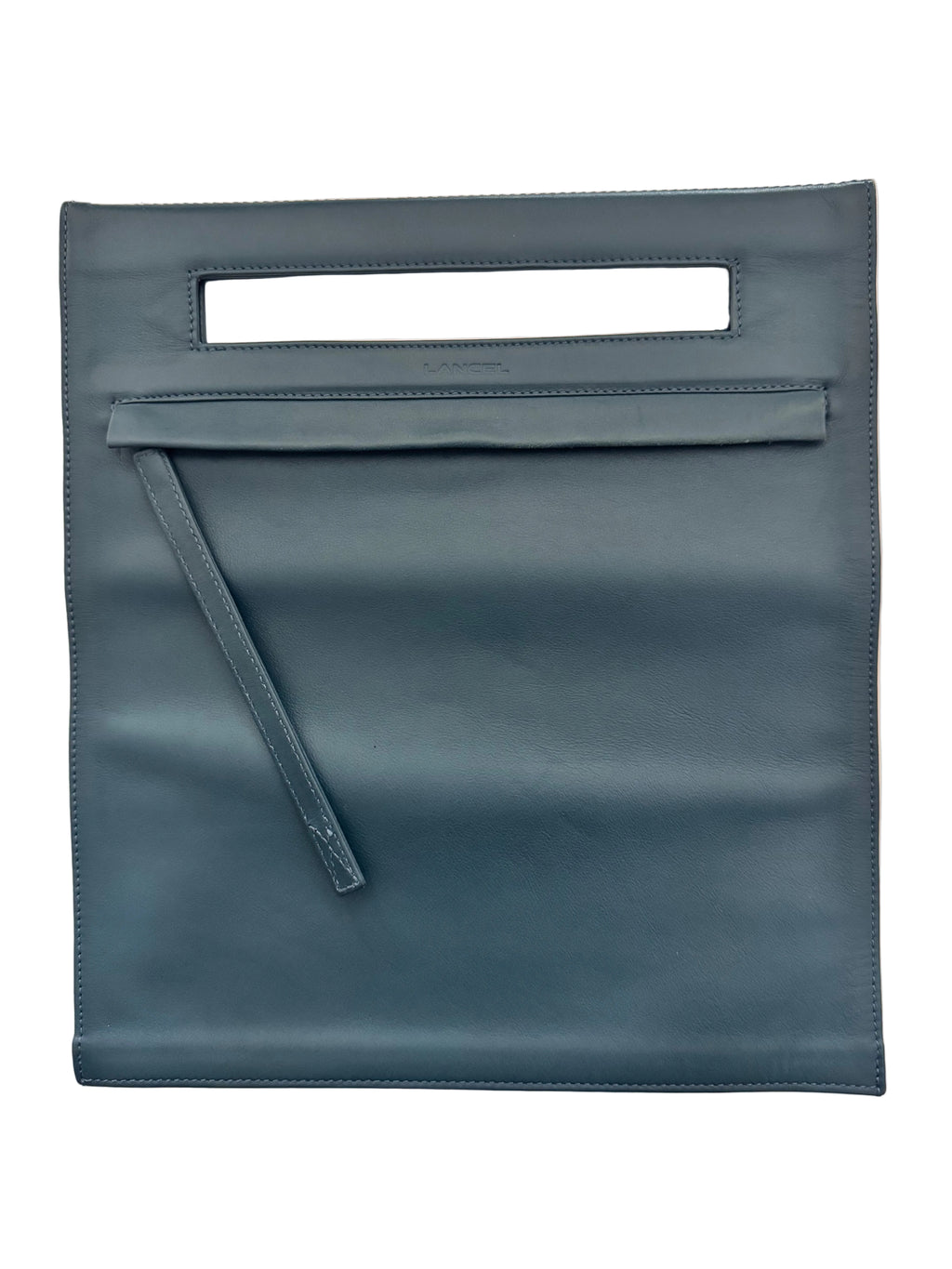 Lancel Paris Sculptural Leather Envelope Clutch | Petrol Blue