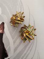 Vintage Retro Gold Glitter Enamel Earrings