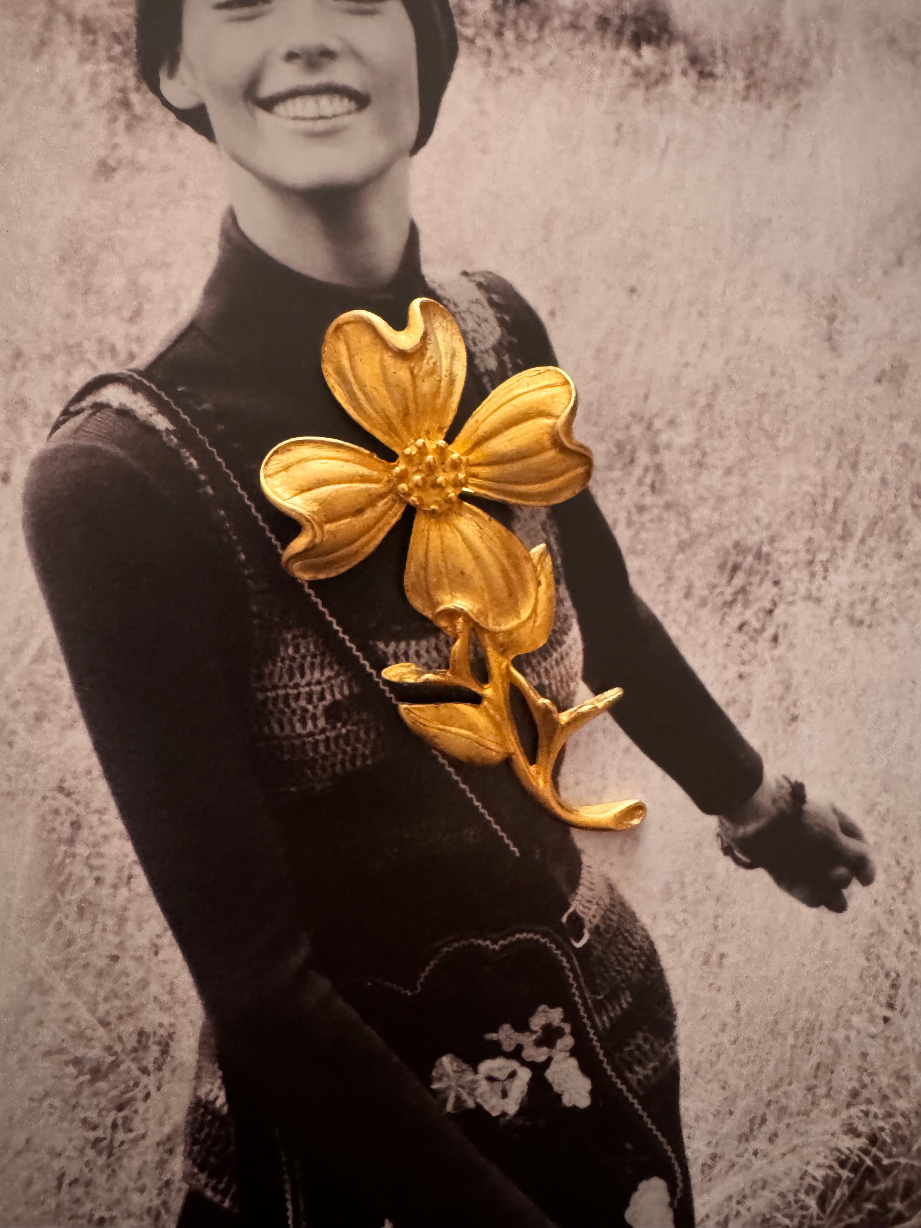 Vintage Gold Plated Floral Statement Brooch