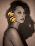 Vintage Modernist Gold Tone Resin Earrings