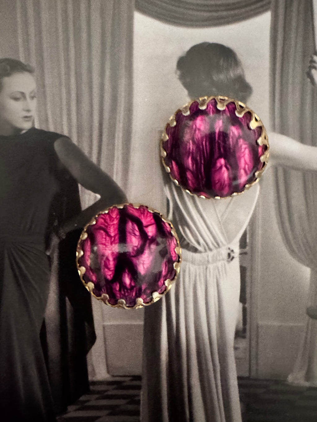 Vintage Textured Resin Earrings