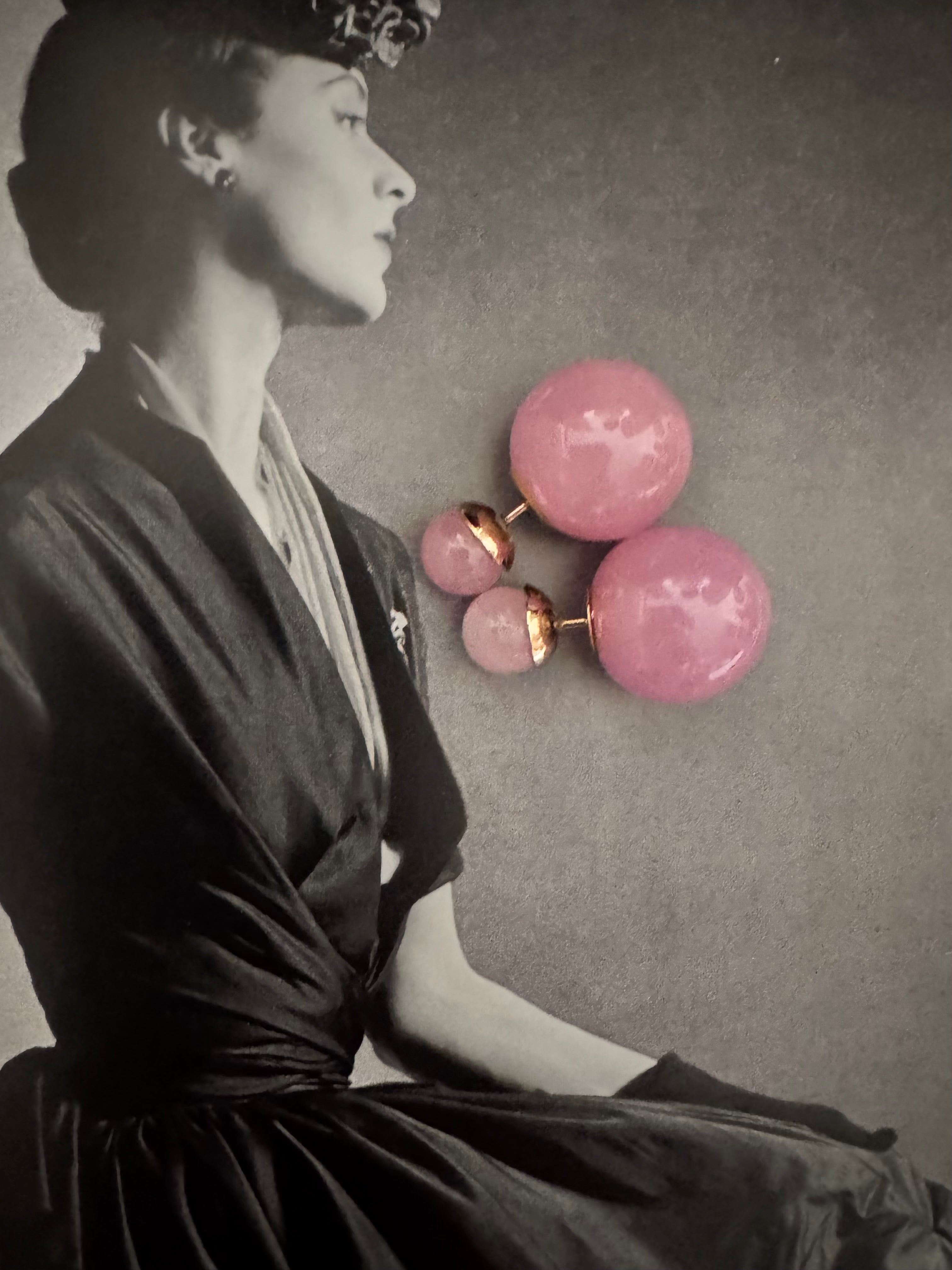 Vintage Dior Pink Tribal Double Ball Earrings