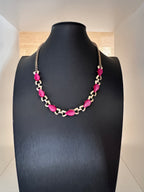 Vintage Pink Stone Link Chain Necklace