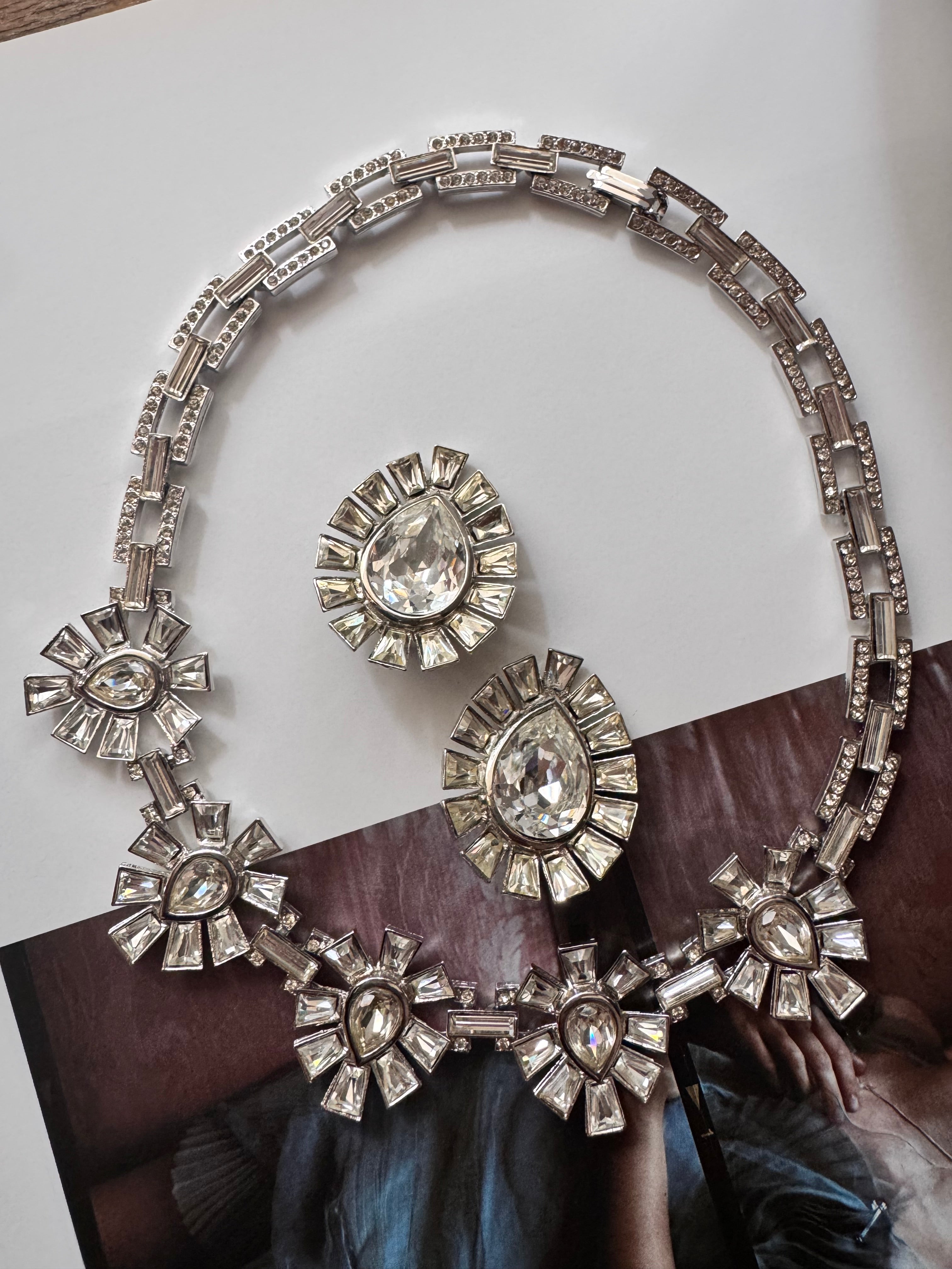 Vintage Art Deco Rhinestone Necklace Set