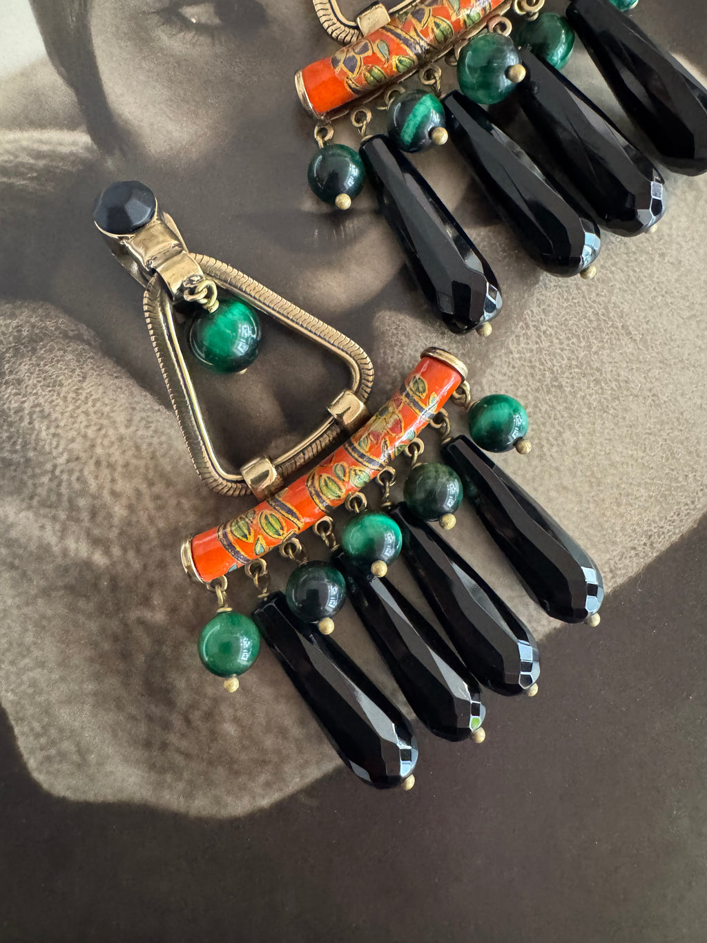 Vintage Etro Tribal Inspired Drop Earrings