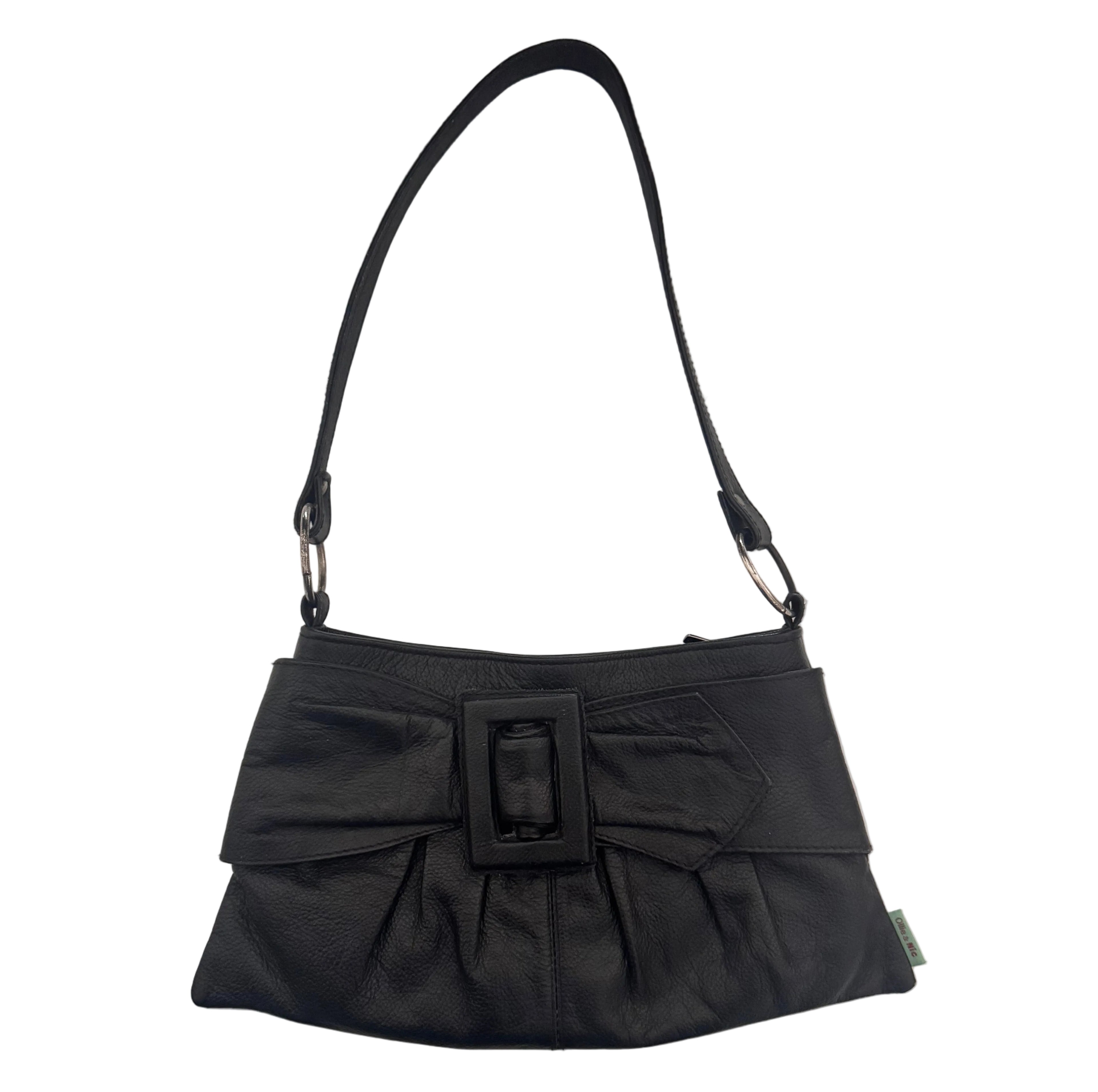 Ollie & Nic Black Leather Bow Shoulder Bag