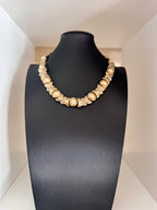 Vintage 1980s Gold Tone Pearl Link Necklace